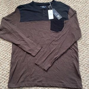 MBX Premium Goods Henley Tee Shirt Chocolate Color Block size small
